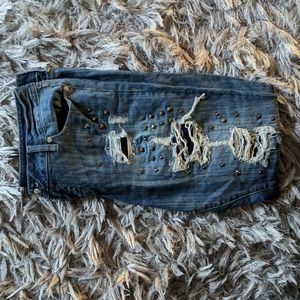Torrid premium boyfriend studded deconstructed Jeans
